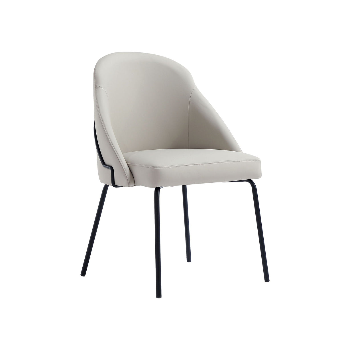 HouseOfZazla vegan dining chair beige, high-density foam padded with black metal legs on Tampa Home & Garden Store