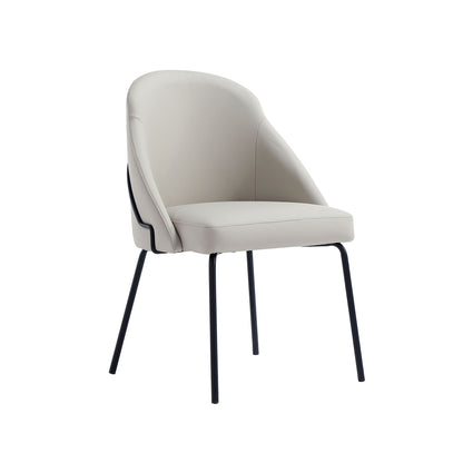HouseOfZazla vegan dining chair beige, high-density foam padded with black metal legs on Tampa Home & Garden Store