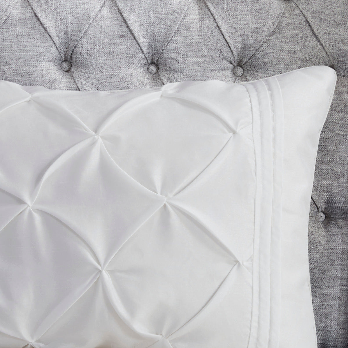 7 Piece Tufted Comforter Set White with diamond quilting detail on Tampa Home & Garden Store