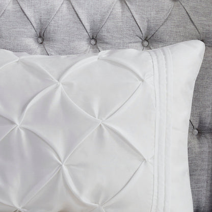 7 Piece Tufted Comforter Set White with diamond quilting detail on Tampa Home & Garden Store