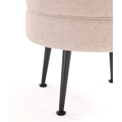 Bailey Accent Ottoman beige woven upholstery with black tapered legs by HouseOfZazla on Tampa Home & Garden Store