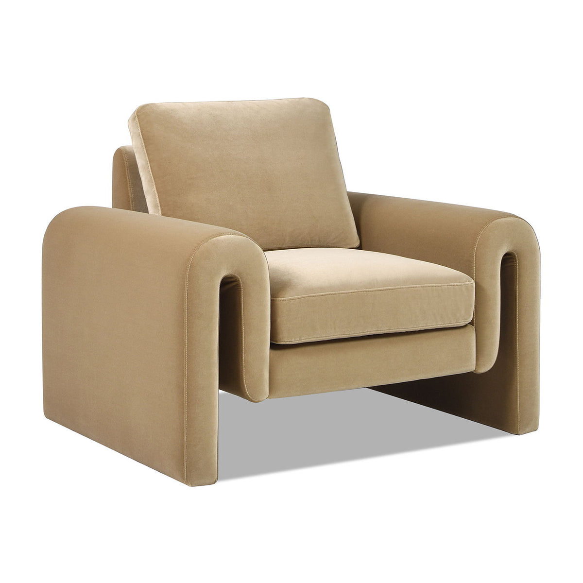 Arched Arm Chair camel beige performance velvet with plush seat by HouseOfZazla on Tampa Home & Garden Store