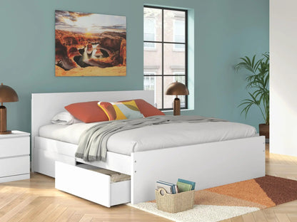 Onita Panel Platform Bed with white finish and built-in underbed storage drawers on Tampa Home & Garden Store