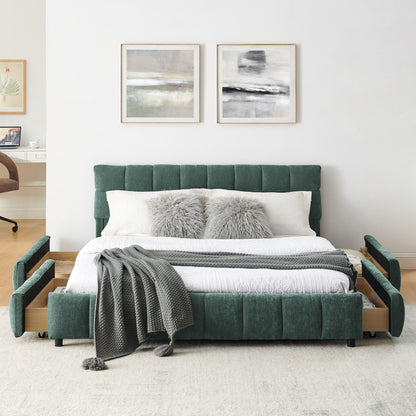 Modern Platform Bed Frame with Thick Fabric