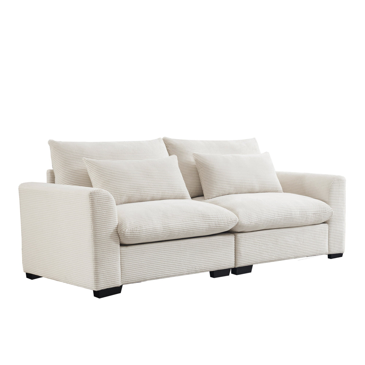 Beige Corduroy Sofa and Durable Daily Use Comfort