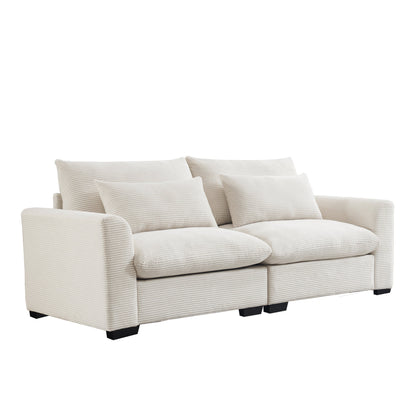 Beige Corduroy Sofa and Durable Daily Use Comfort