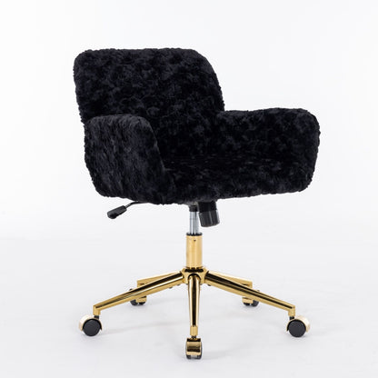 Office Chair with Rabbit Hair and Metal Base