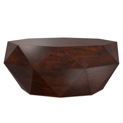 Zayn Coffee Table with Geometric Design, dark walnut finish, faceted polygonal top by HouseOfZazla on Tampa Home & Garden Store