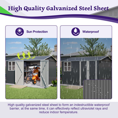 10x8 Outdoor Steel Shed with Door and Lock