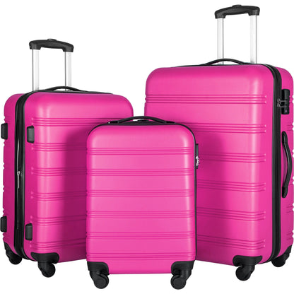 3 piece hardside spinner luggage set pink with TSA lock 20/24/28 in by HouseOfZazla on Tampa Home & Garden Store
