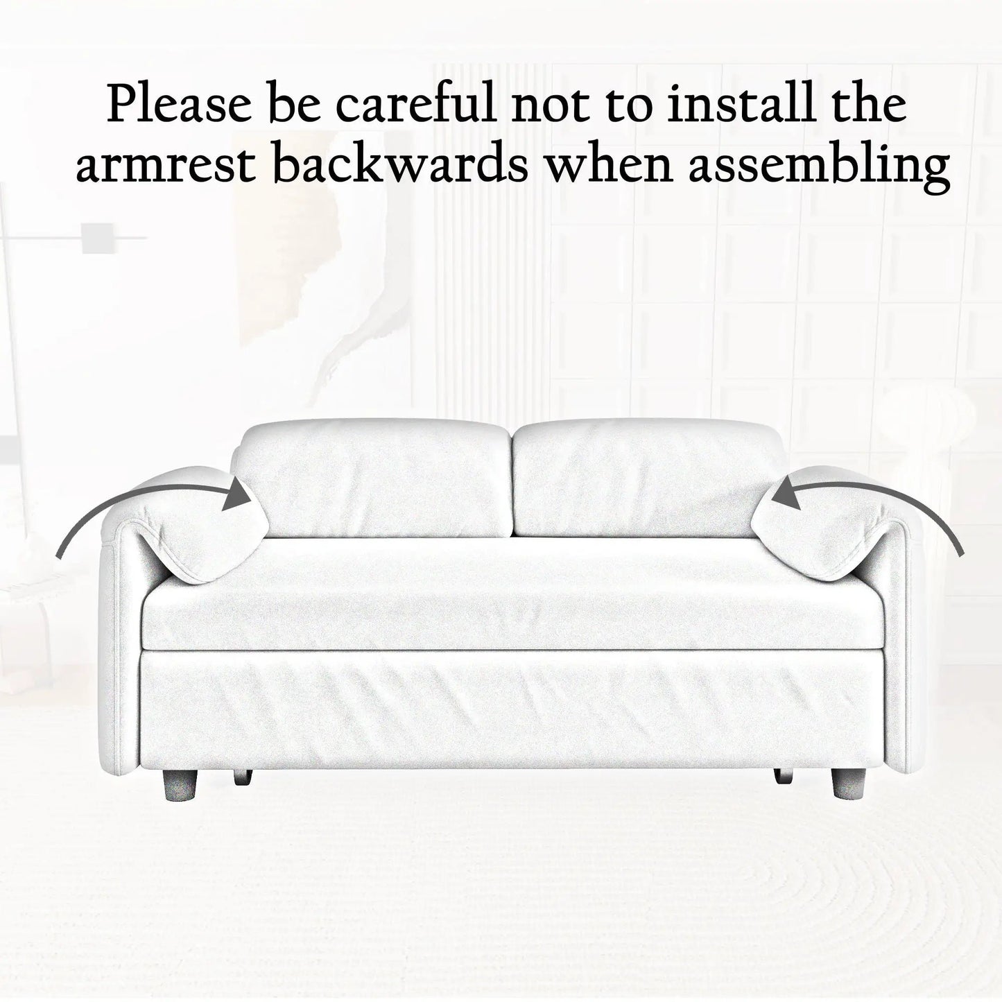Sofa sleeper with retractable queen bed, light gray upholstery, Unique Piece Furniture on Tampa Home & Garden Store