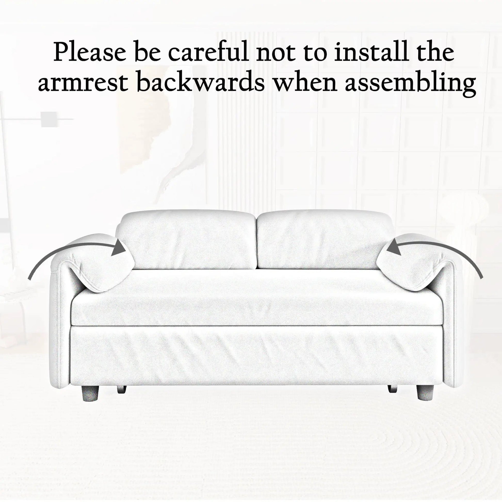Sofa sleeper with retractable queen bed, light gray upholstery, Unique Piece Furniture on Tampa Home & Garden Store