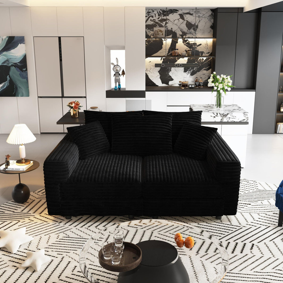 Convertible Sofa With Deep Seat and Pillows