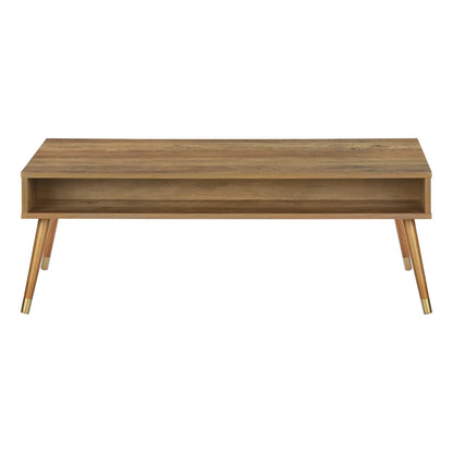 Rectangular walnut coffee table with lower storage shelf and mid-century tapered legs on Tampa Home & Garden Store