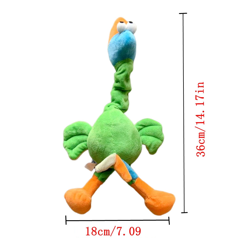 Plush squeaky dog toy screaming chicken in green with orange feet by Sell My Stuff on Tampa Home & Garden Store