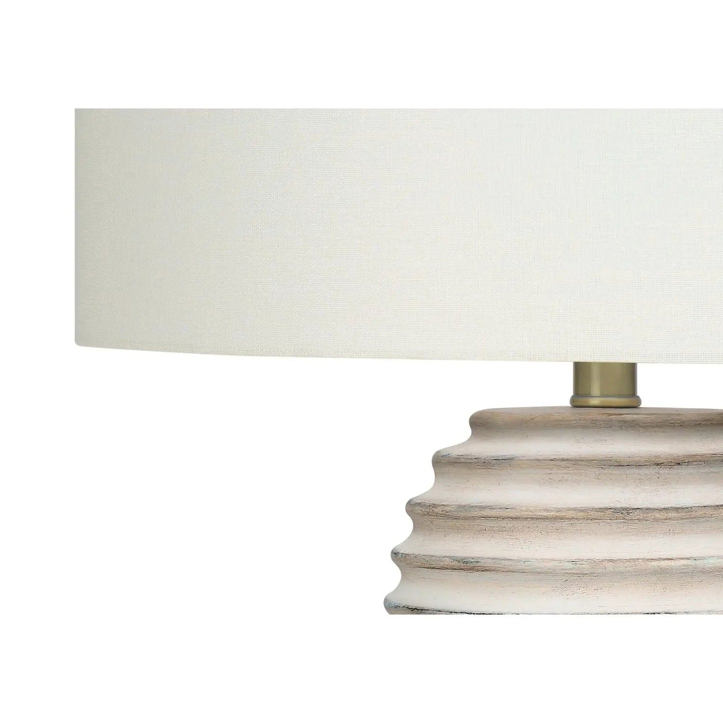 Table lamp with cream fabric shade and white pedestal base by Unique Piece Furniture on Tampa Home & Garden Store