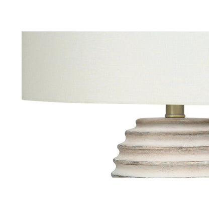 Table lamp with cream fabric shade and white pedestal base by Unique Piece Furniture on Tampa Home & Garden Store