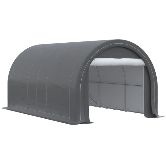 Outsunny 10x16 carport portable garage canopy gray PE cover with large zippered door on Tampa Home & Garden Store