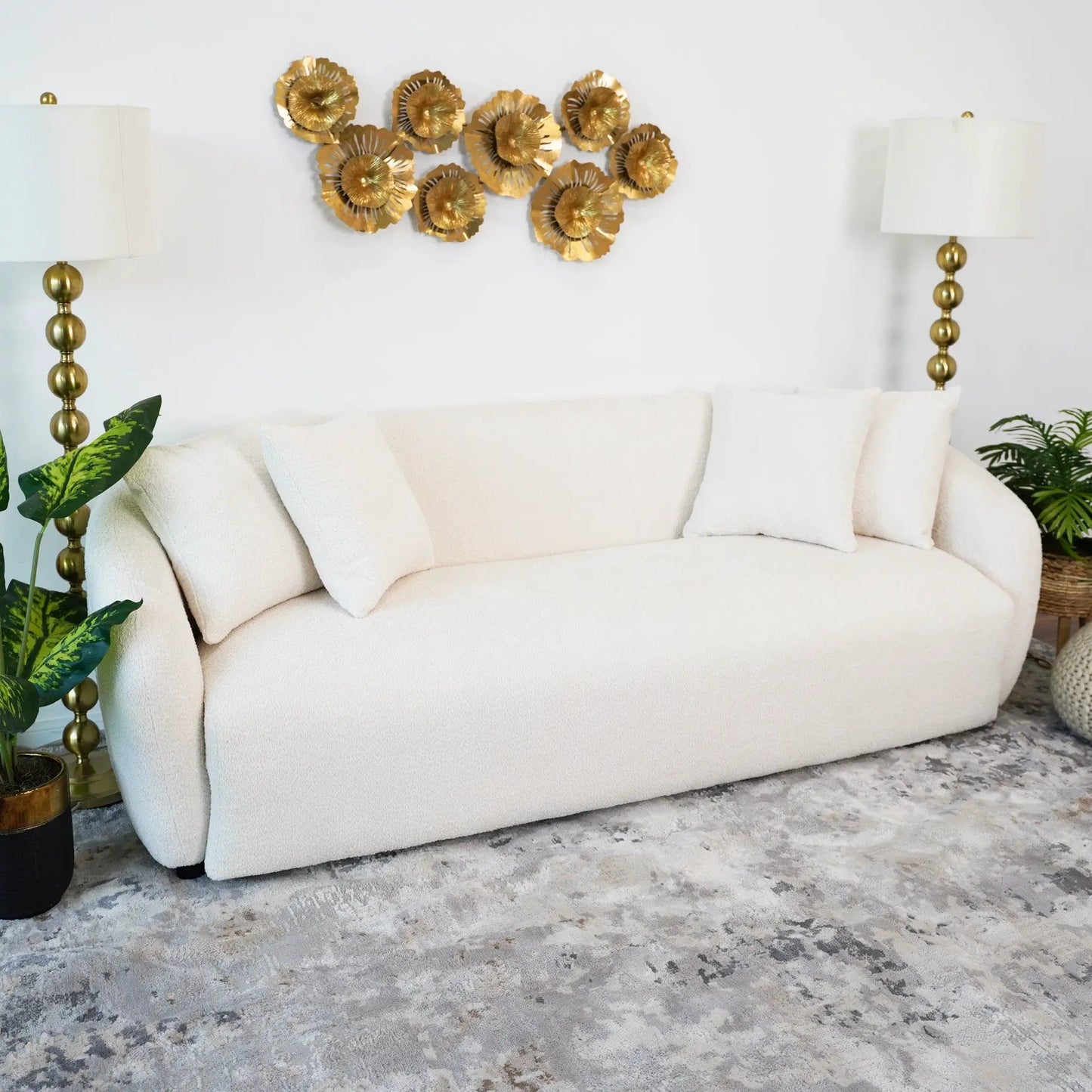 Linden Sofa Ivory by Unique Piece Furniture, stationary ivory fabric sofa on Tampa Home & Garden Store