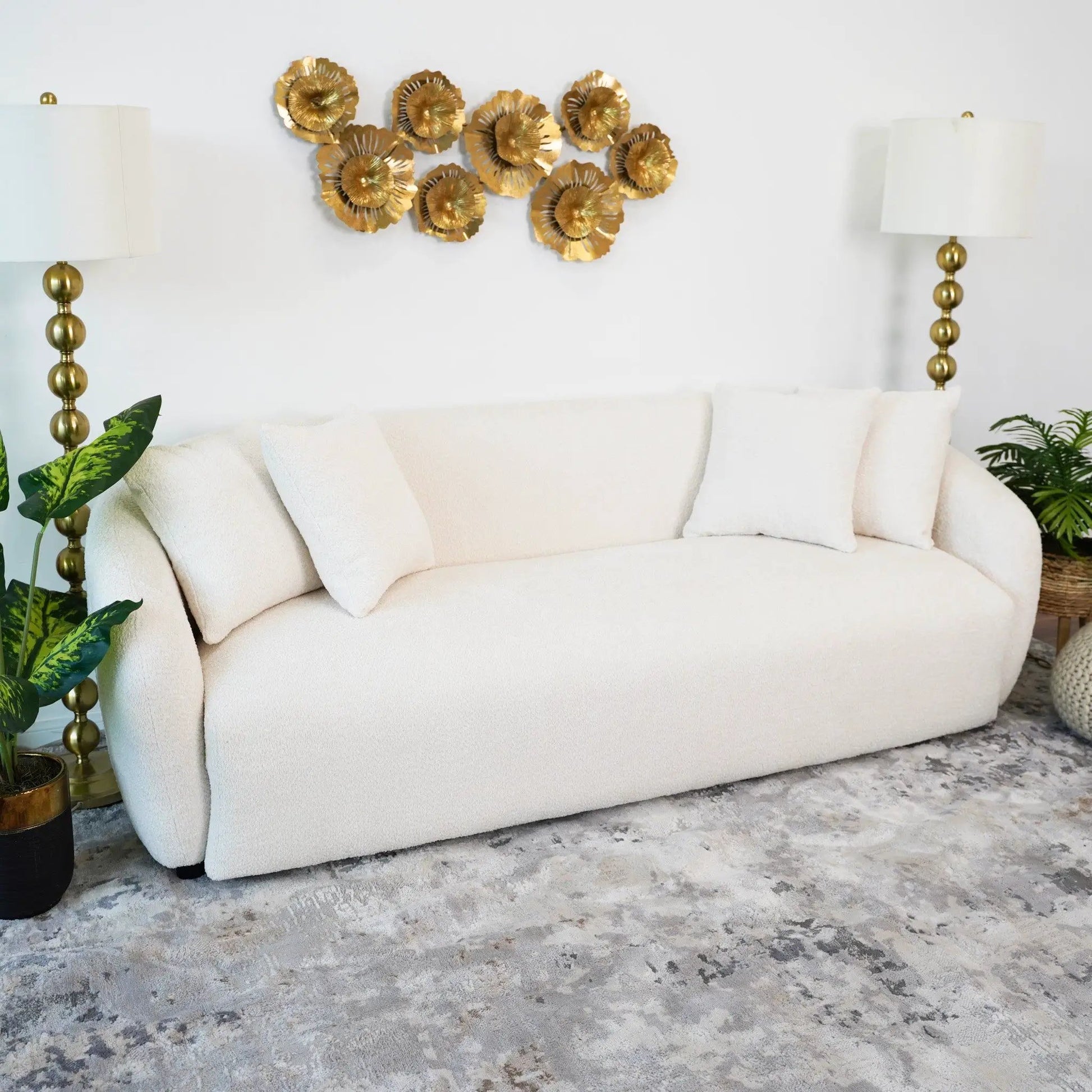 Linden Sofa Ivory by Unique Piece Furniture, stationary ivory fabric sofa on Tampa Home & Garden Store