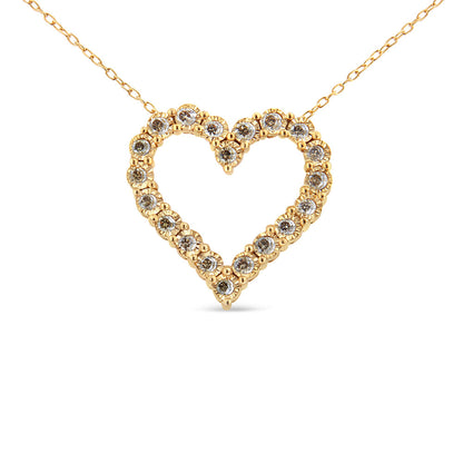 Gold heart pendant necklace with champagne diamond accents, 10K yellow gold flashed, 18in chain on Tampa Home & Garden Store