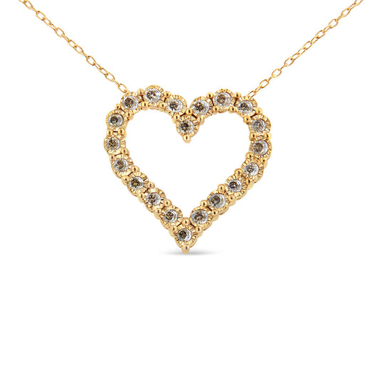 Gold heart pendant necklace with champagne diamond accents, 10K yellow gold flashed, 18in chain on Tampa Home & Garden Store
