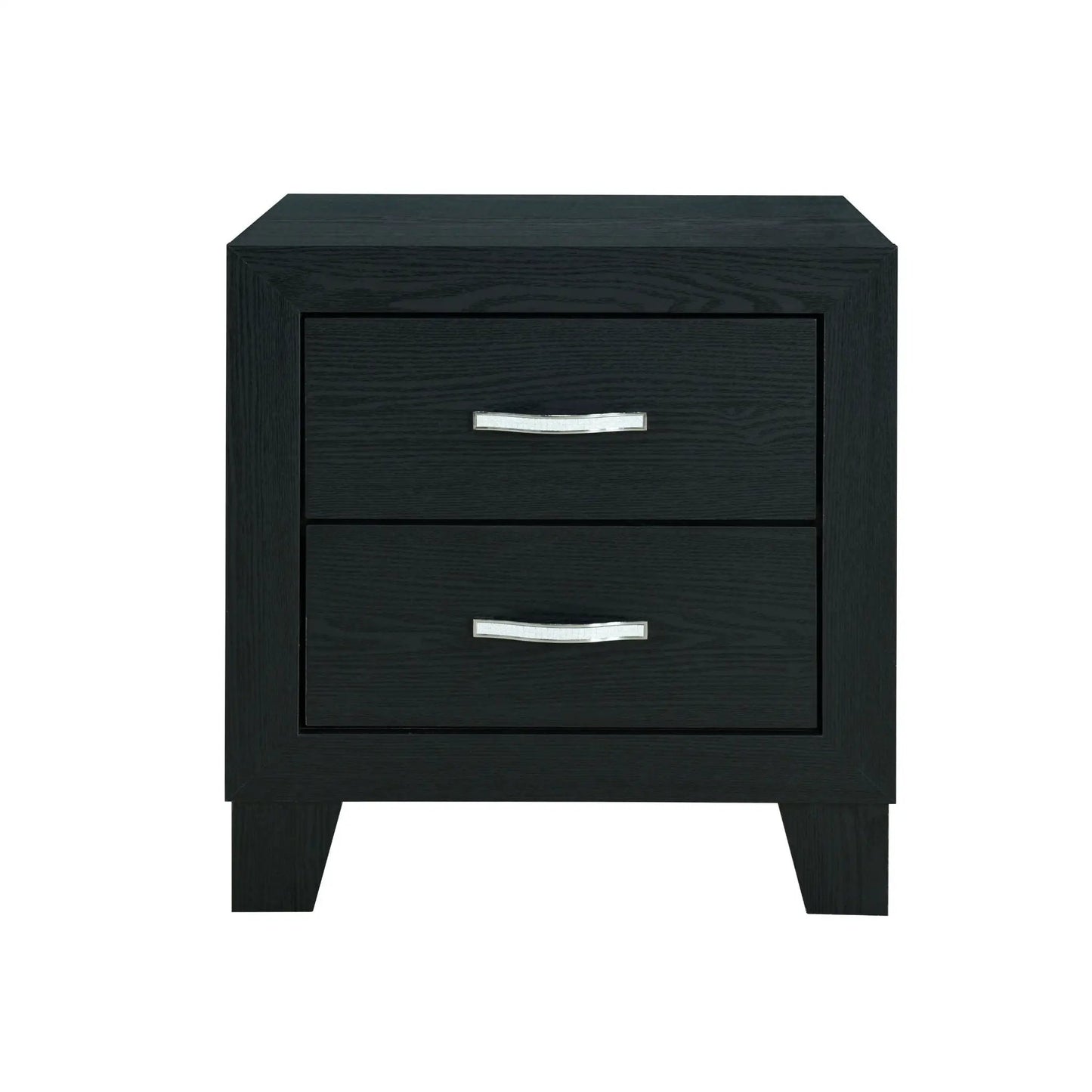 Carlos Nightstand Black Wood Finish With Drawers