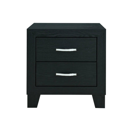 Carlos Nightstand Black Wood Finish With Drawers