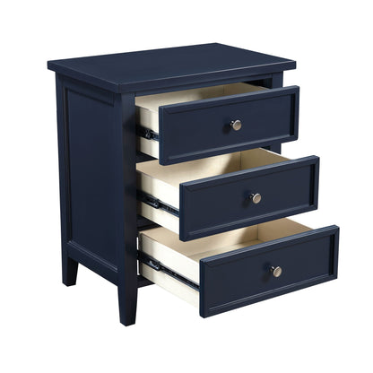 3 Drawer Nightstand with Metal Glides Navy Blue by HouseOfZazla accent nightstand on Tampa Home & Garden Store