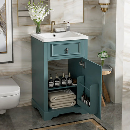 Elegant Vanity With Ceramic Sink and Shelf