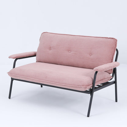 HouseOfZazla pink corduroy metal-frame stationary sofa with cushioned backrest on Tampa Home & Garden Store