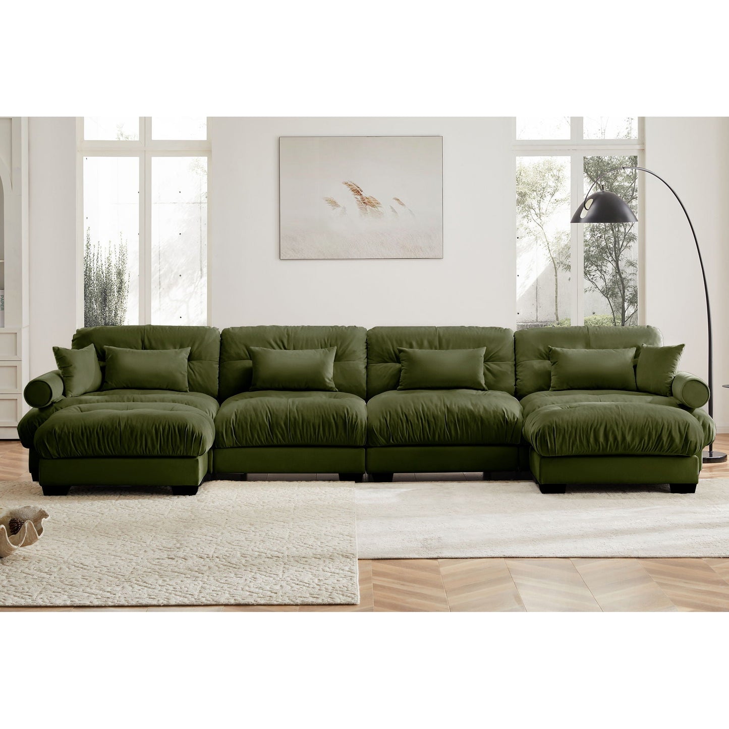 Oversized Modular Sofa with Movable Ottoman