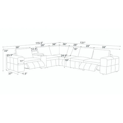 Upholstered Large Arms Sectional With Recliner Seats line drawing with measurements Unique Piece Furniture on Tampa Home & Garden Store