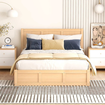 Platform bed with 2 under-bed storage drawers in light wood finish by Unique Piece Furniture on Tampa Home & Garden Store