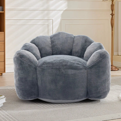Lotus Style Compression Sofa bean bag chair blue-gray plush fabric by Unique Piece Furniture on Tampa Home & Garden Store
