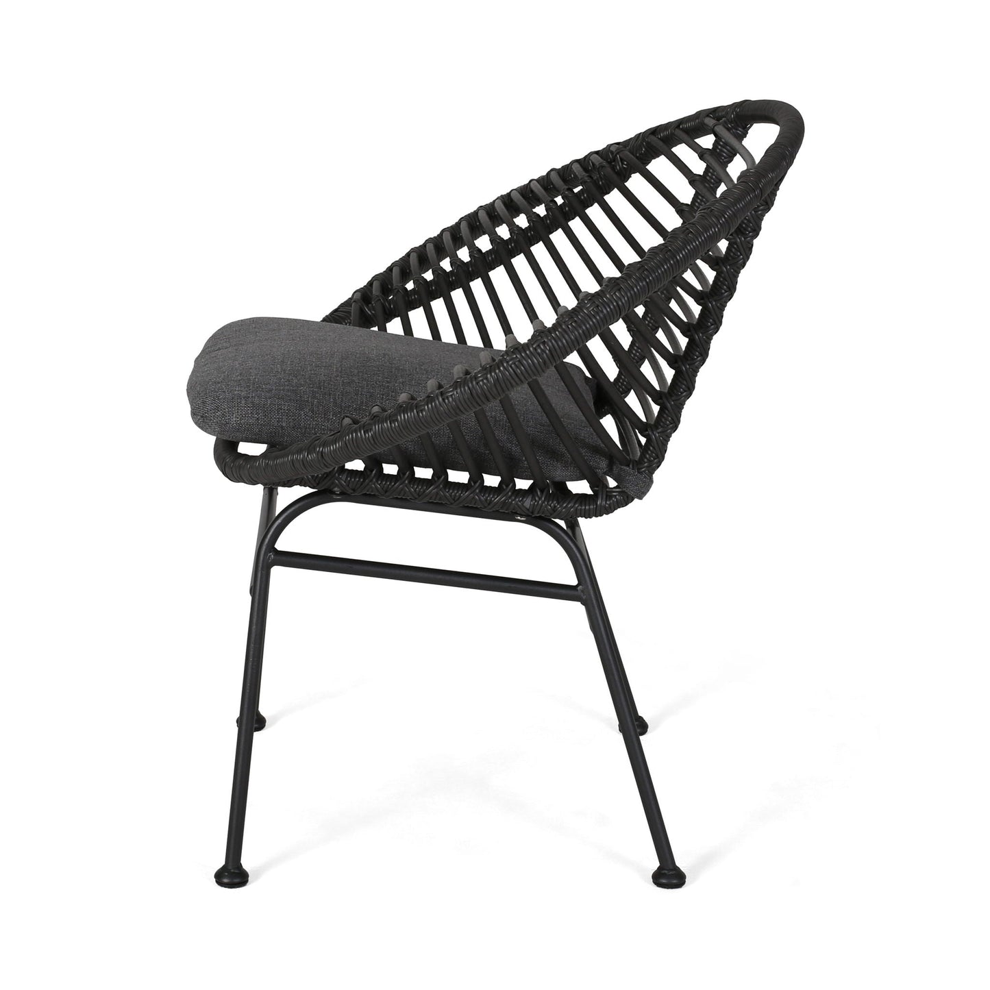 Cordella Outdoor Woven Wicker Cushioned Chairs, black wicker by HouseOfZazla on Tampa Home & Garden Store