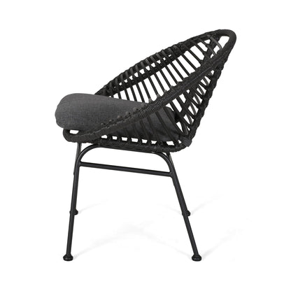 Cordella Outdoor Woven Wicker Cushioned Chairs, black wicker by HouseOfZazla on Tampa Home & Garden Store