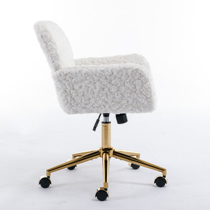 Office Chair with Rabbit Hair and Metal Base
