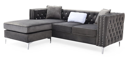 Paige Sofa Chaise and Elegant Tufted Steel Legs