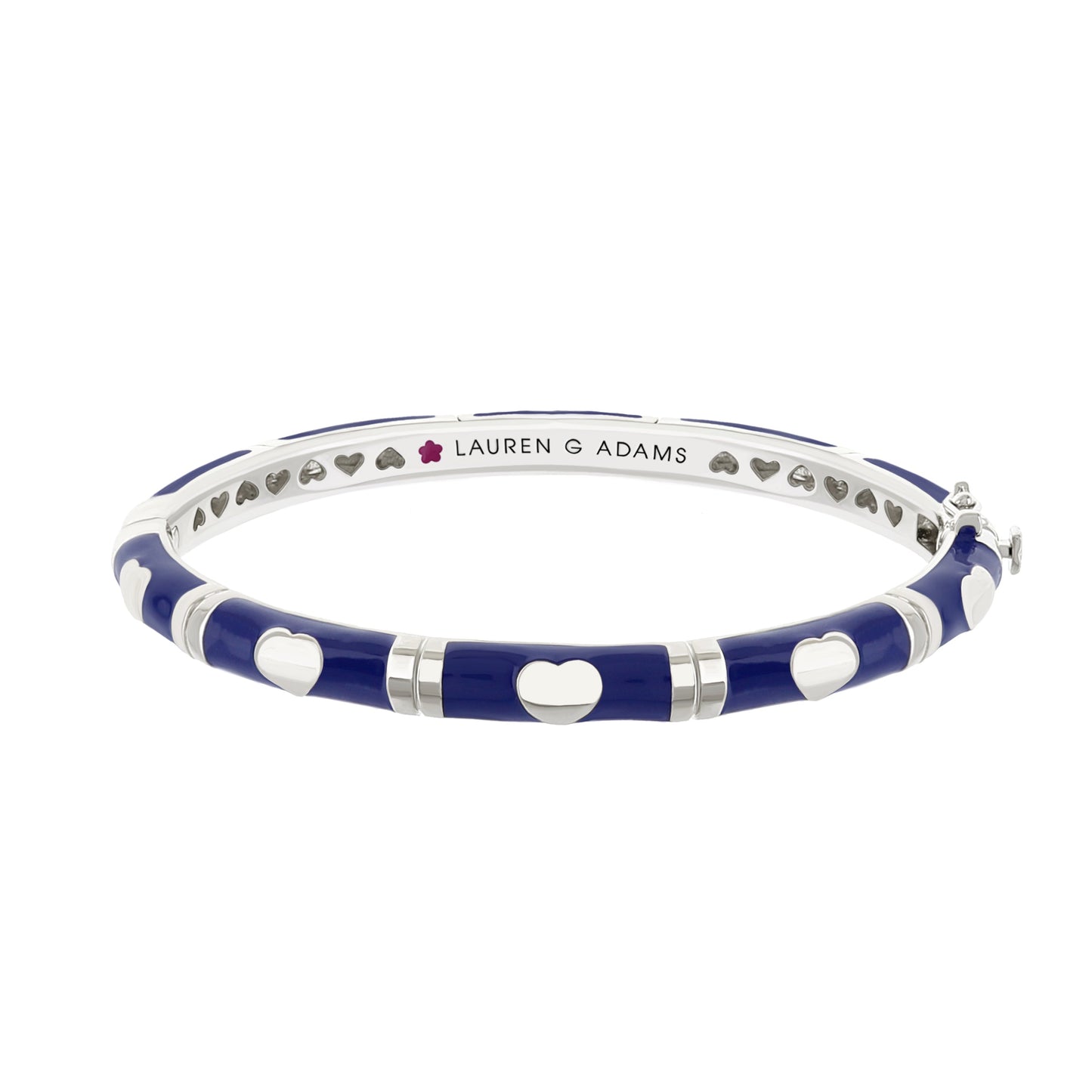 Lots of Love Stackable Bangle by Lauren G Adams, blue enamel with heart cutouts and accents on Tampa Home & Garden Store