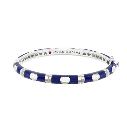 Lots of Love Stackable Bangle by Lauren G Adams, blue enamel with heart cutouts and accents on Tampa Home & Garden Store