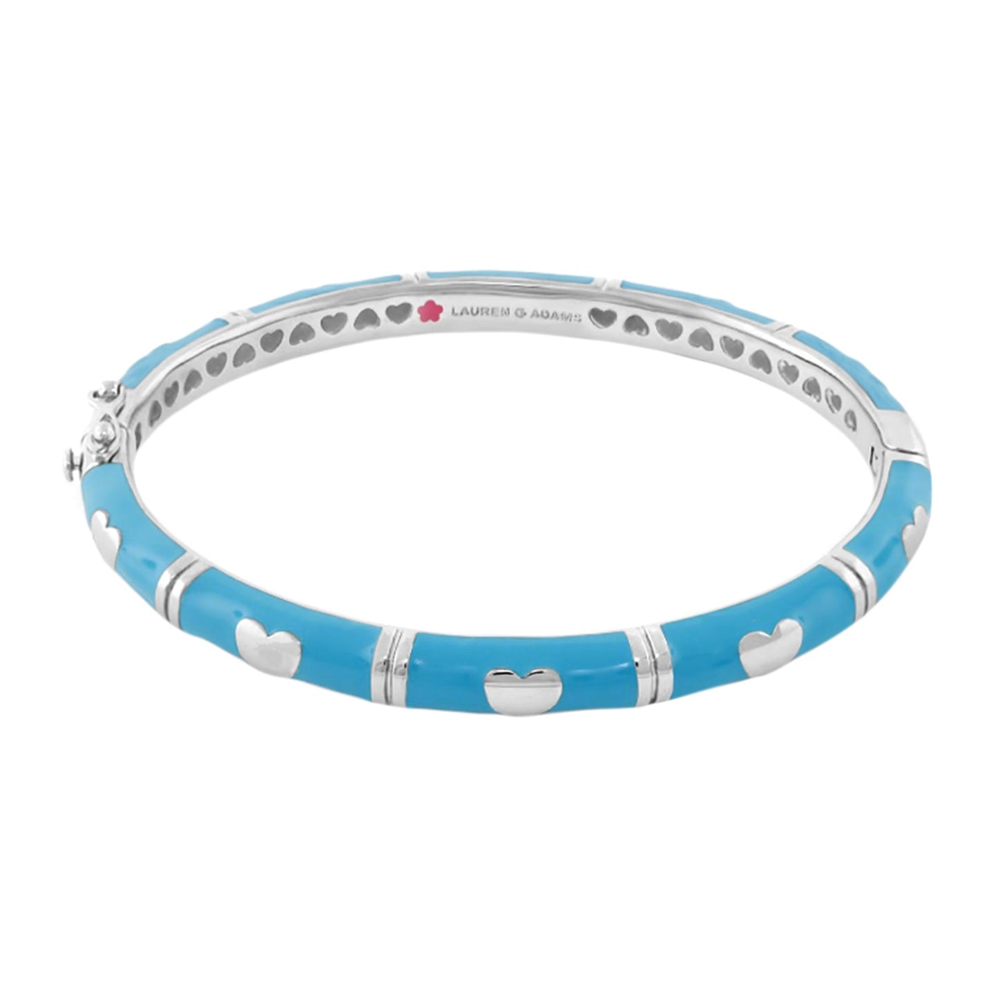 Lots of Love Stackable Bangle turquoise enamel bracelet with silver hearts by Lauren G Adams on Tampa Home & Garden Store