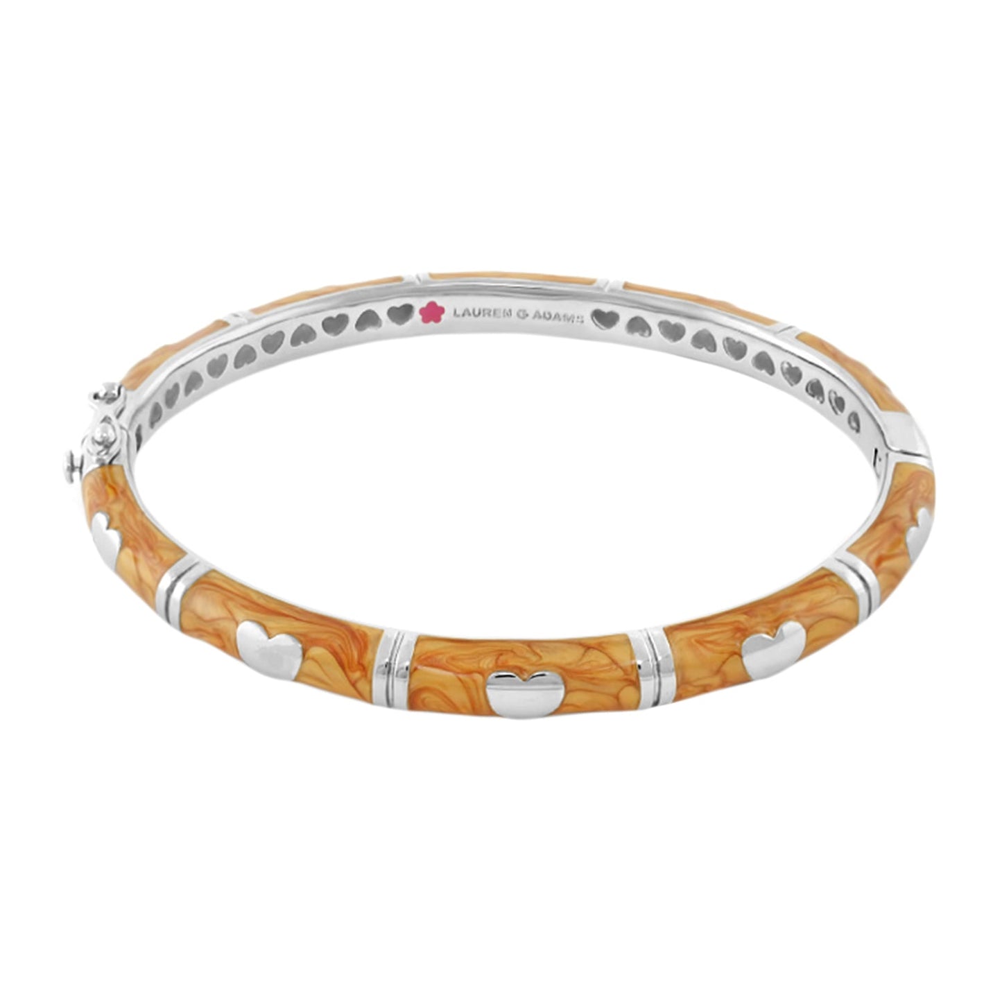 Lots of Love Stackable Bangle orange swirl enamel with silver hearts by Lauren G Adams on Tampa Home & Garden Store