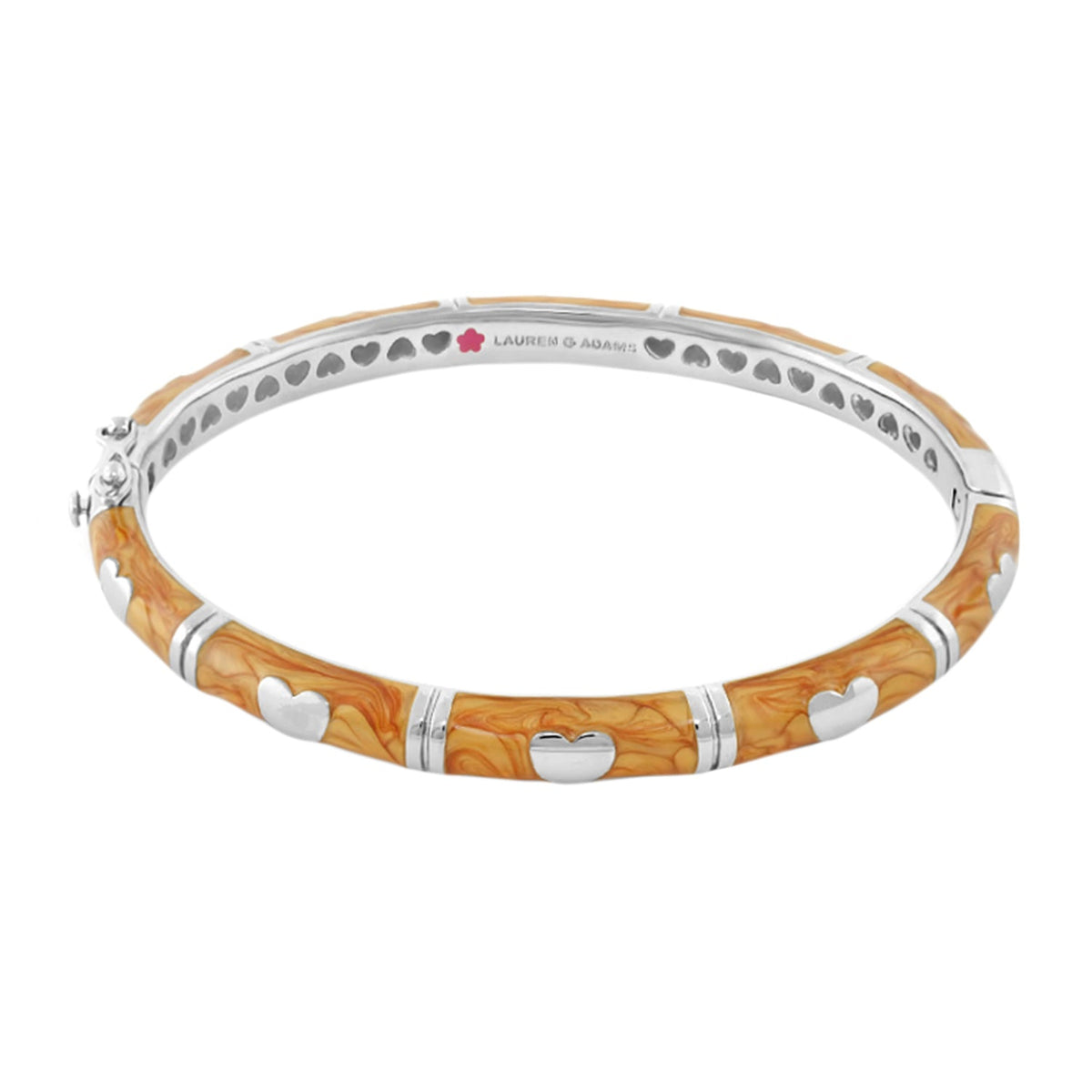 Lots of Love Stackable Bangle orange swirl enamel with silver hearts by Lauren G Adams on Tampa Home & Garden Store