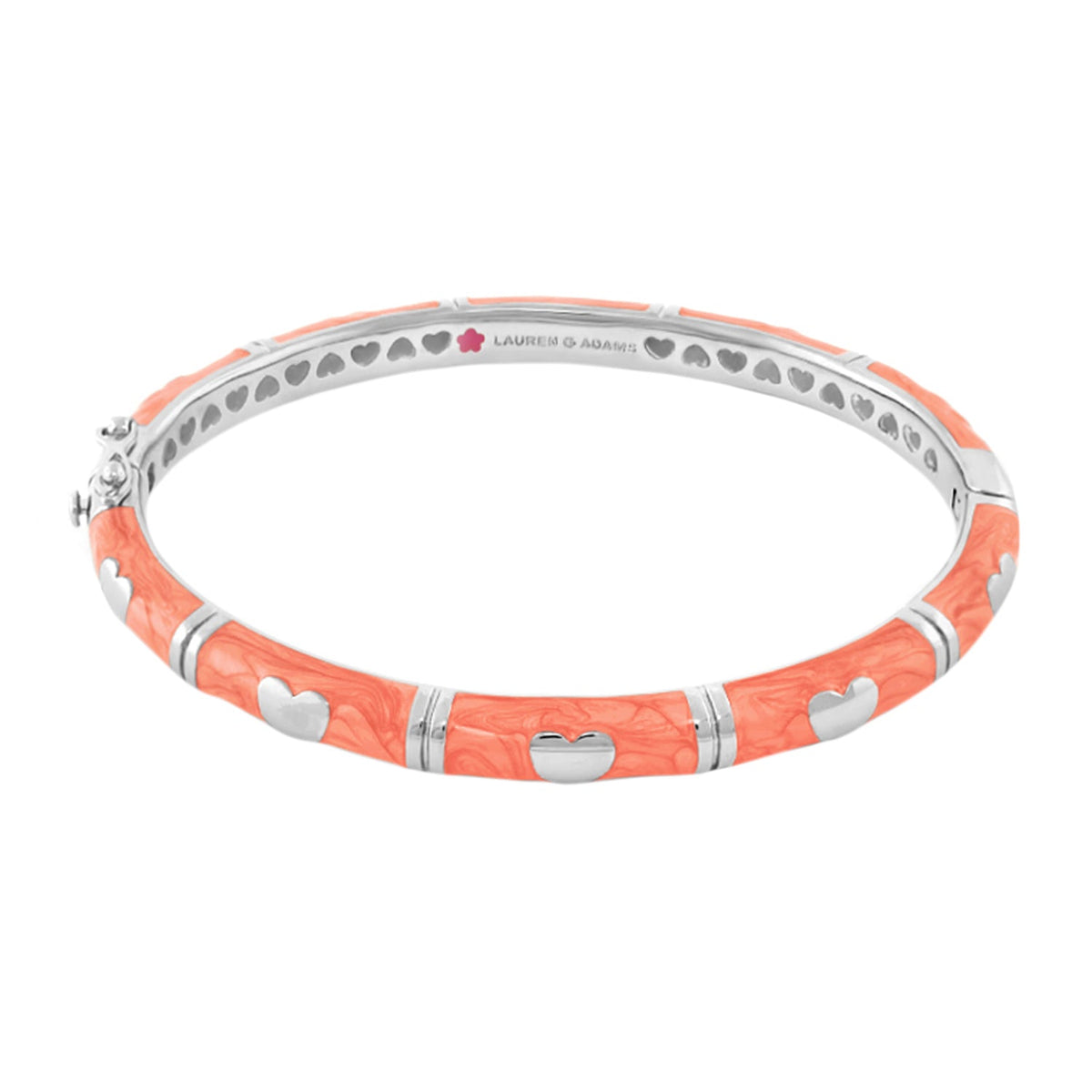 Lots of Love Stackable Bangle coral bracelet with silver hearts Lauren G Adams on Tampa Home & Garden Store