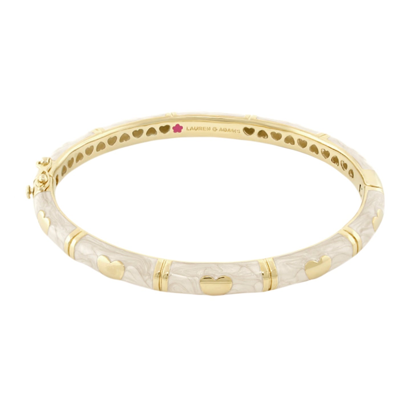 Lots of Love Stackable Bangle by Lauren G Adams, gold-tone bracelet with heart cutouts on Tampa Home & Garden Store