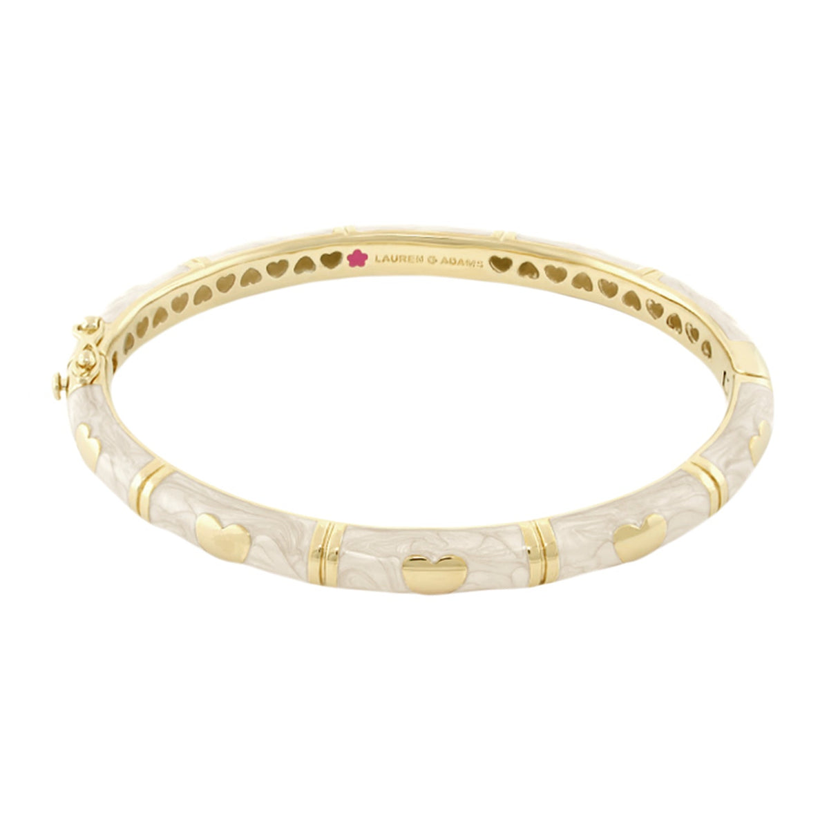 Lots of Love Stackable Bangle by Lauren G Adams, gold-tone bracelet with heart cutouts on Tampa Home & Garden Store