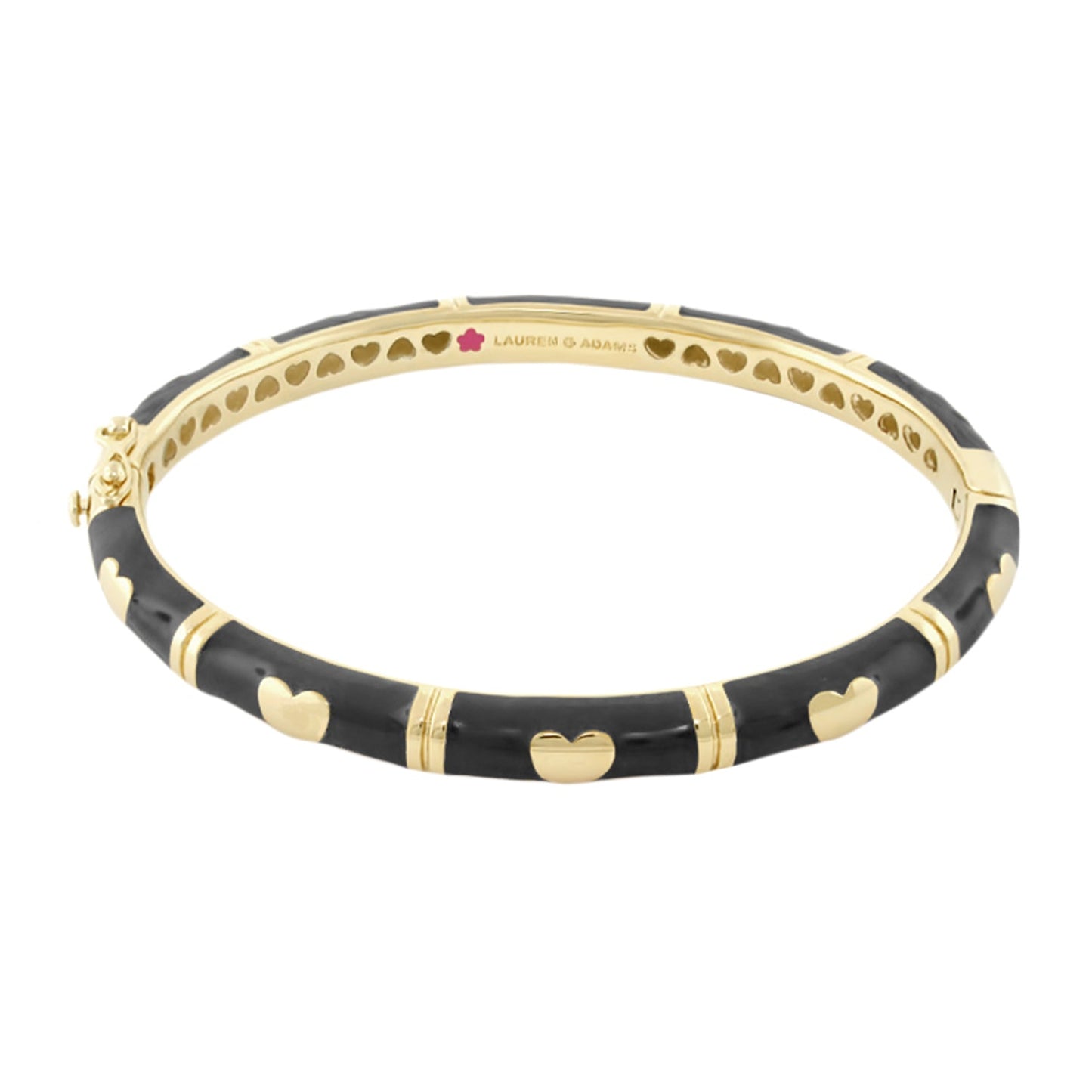 Lots of Love Stackable Bangle by Lauren G Adams in black enamel with gold heart accents on Tampa Home & Garden Store
