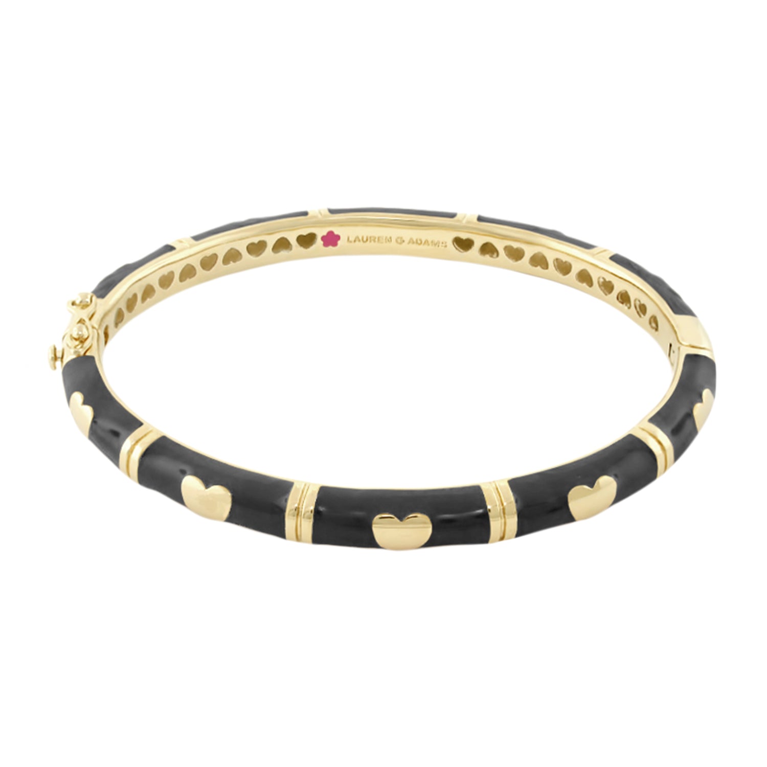 Lots of Love Stackable Bangle by Lauren G Adams in black enamel with gold heart accents on Tampa Home & Garden Store