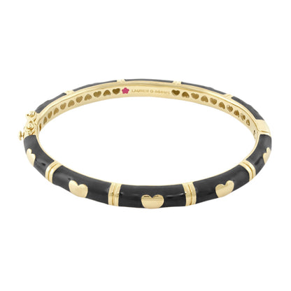 Lots of Love Stackable Bangle by Lauren G Adams in black enamel with gold heart accents on Tampa Home & Garden Store